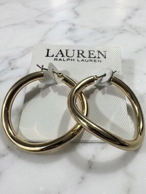 Lauren Ralph Lauren Gold-Tone Sculptural Hoop Earrings
